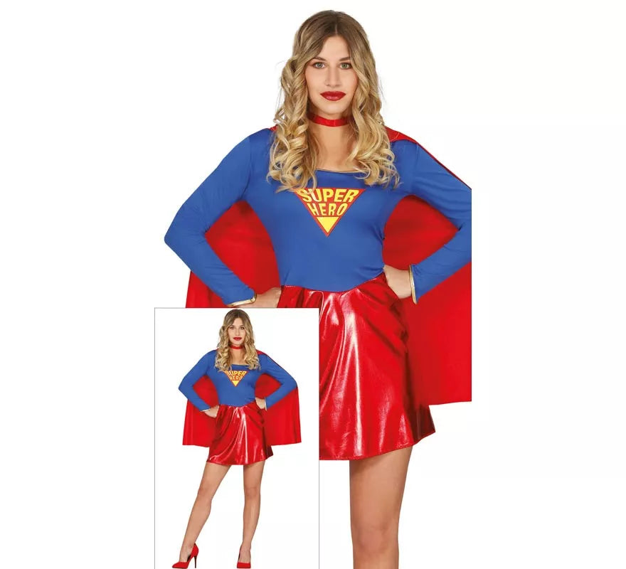 Disfraz de Súper Heroína Azul y Rojo para mujer
