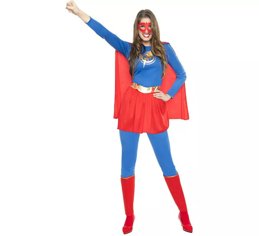 Disfraz de Súper Heroína Azul y Rojo para mujer
