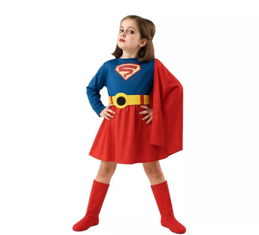 Translation missing: de.Disfraz de Súper Heroína Azul y Rojo para niña