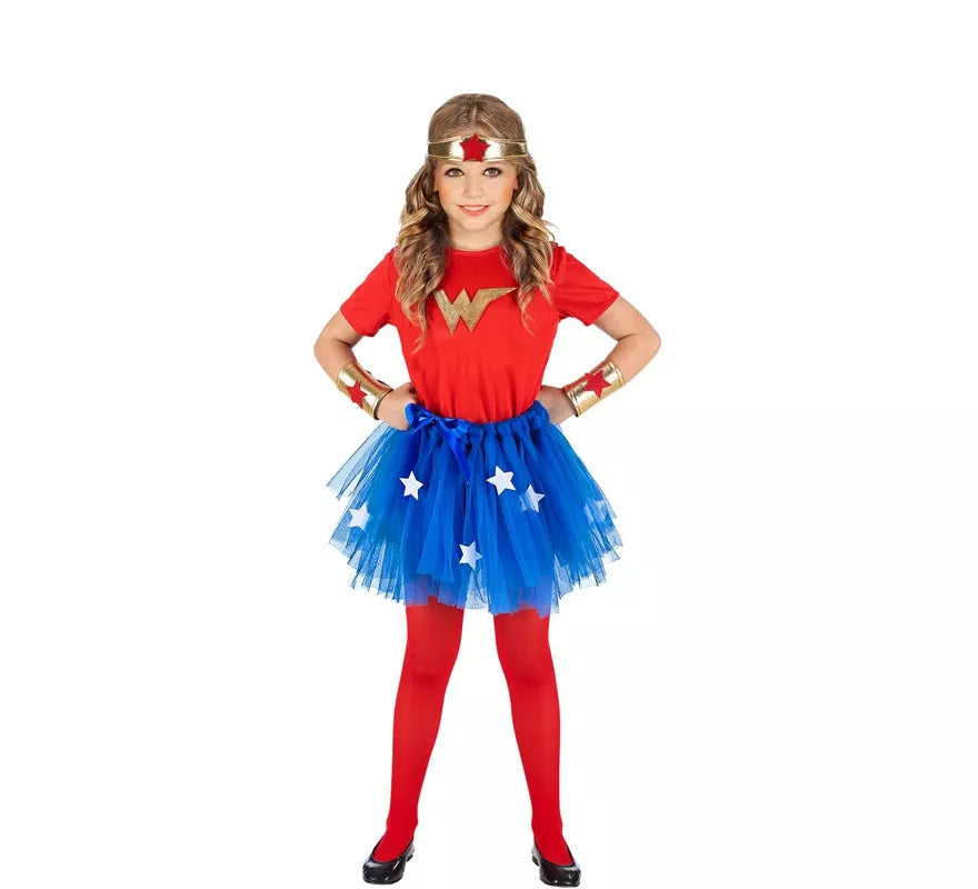 Translation missing: de.Disfraz de Súper Heroína roja y azul para niña