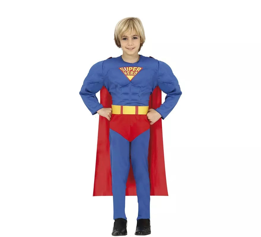 Translation missing: de.Disfraz de Superhéroe azul y rojo musculoso para niño
