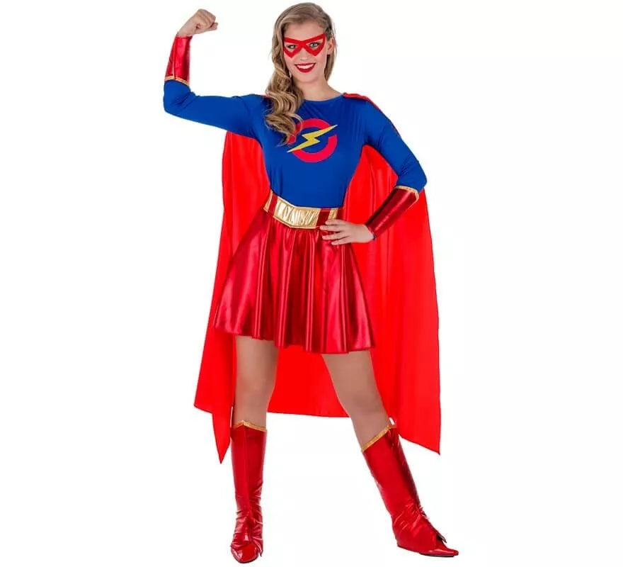 Translation missing: de.Disfraz de Superheroína Roja y Azul para mujer