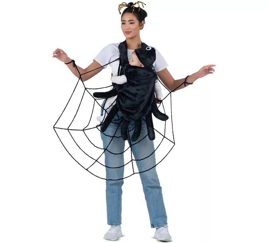 Translation missing: de.Disfraz de Telaraña y Araña con cubremochila para adulto y bebé