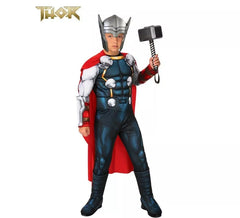Muskulöses Thor-Kostüm mit Deluxe-Umhang für Kinder