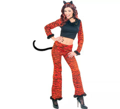 Orangefarbenes Tigerkostüm mit Tiermotiv für Damen