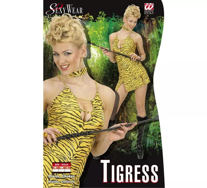 Translation missing: de.Disfraz de Tigresa con collar Deluxe para mujer