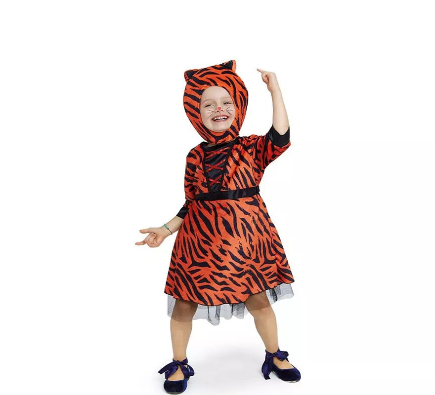 Translation missing: de.Disfraz de Tigresa en vestido naranja para bebé y niña