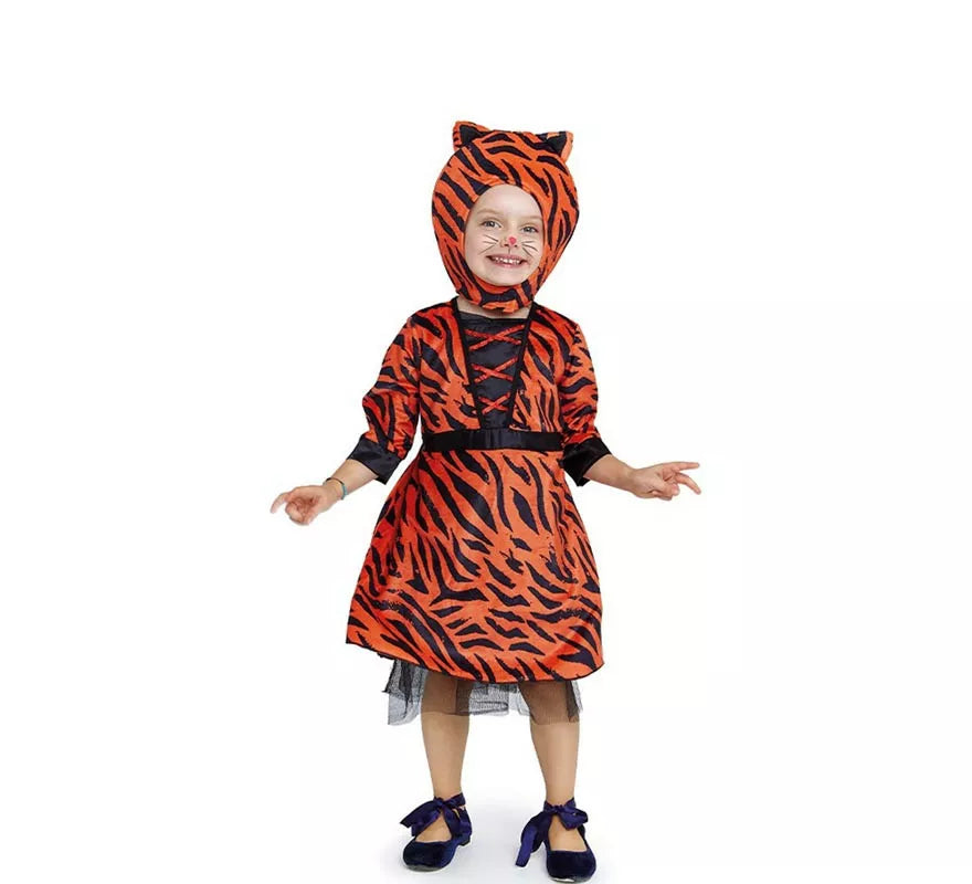 Translation missing: de.Disfraz de Tigresa en vestido naranja para bebé y niña