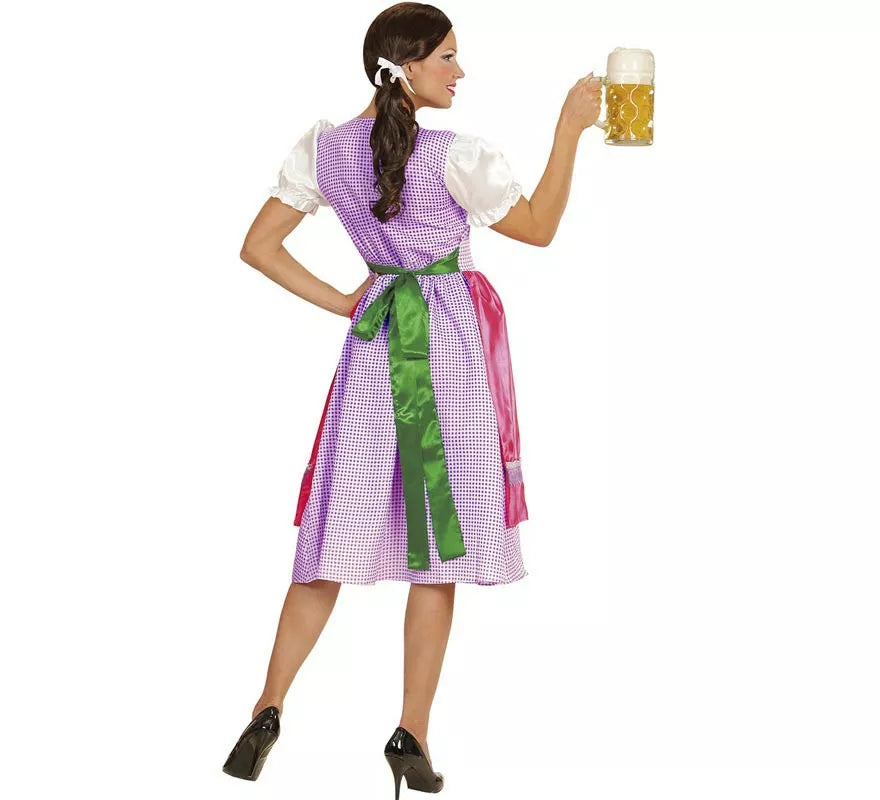Translation missing: de.Disfraz de Tirolesa Dirndl rosa y verde con delantal para mujer
