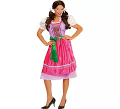 Rosa und grünes Dirndl Dirndlkostüm mit Schürze für Damen