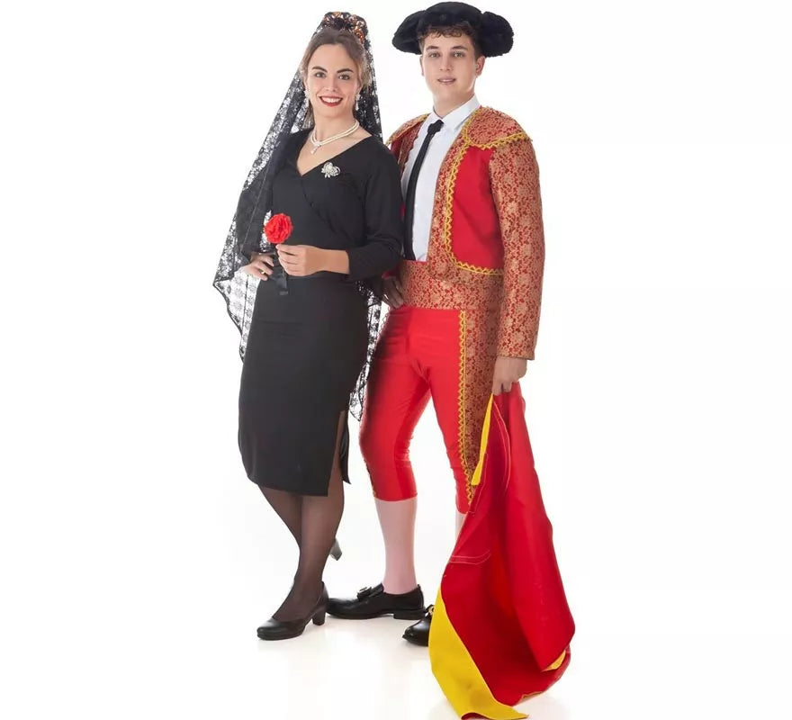 Translation missing: de.Disfraz de Torero clásico rojo y dorado para hombre