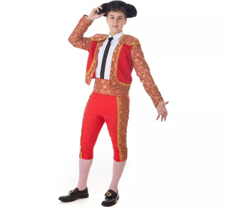 Translation missing: de.Disfraz de Torero clásico rojo y dorado para hombre