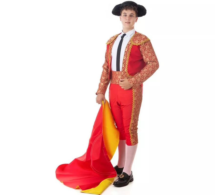 Translation missing: de.Disfraz de Torero clásico rojo y dorado para hombre