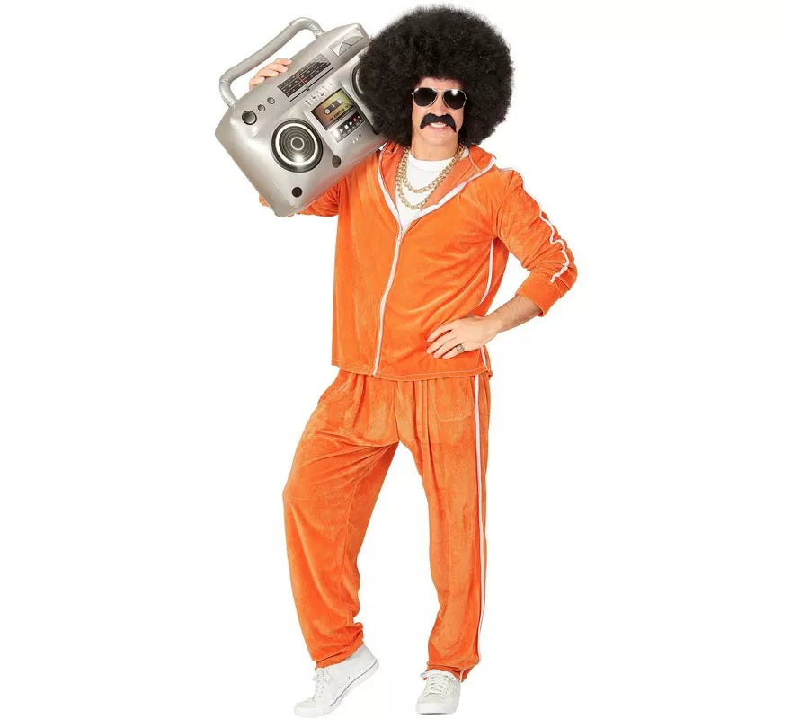 Translation missing: de.Disfraz de Traje Deportivo Años 80 naranja terciopelo para hombre