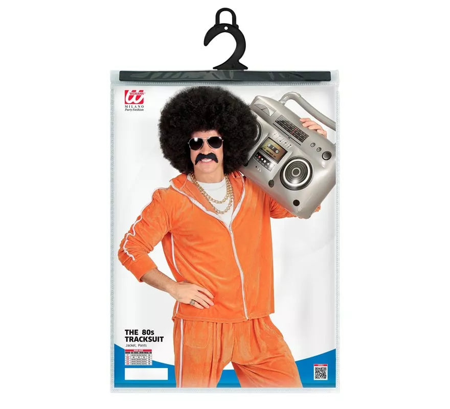 Translation missing: de.Disfraz de Traje Deportivo Años 80 naranja terciopelo para hombre