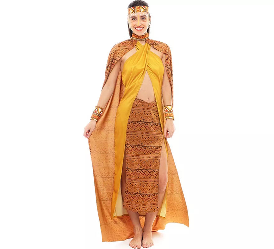 Translation missing: de.Disfraz de Tribal Africana amarillo y marrón para mujer