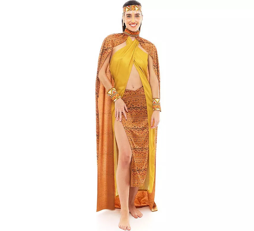 Translation missing: de.Disfraz de Tribal Africana amarillo y marrón para mujer