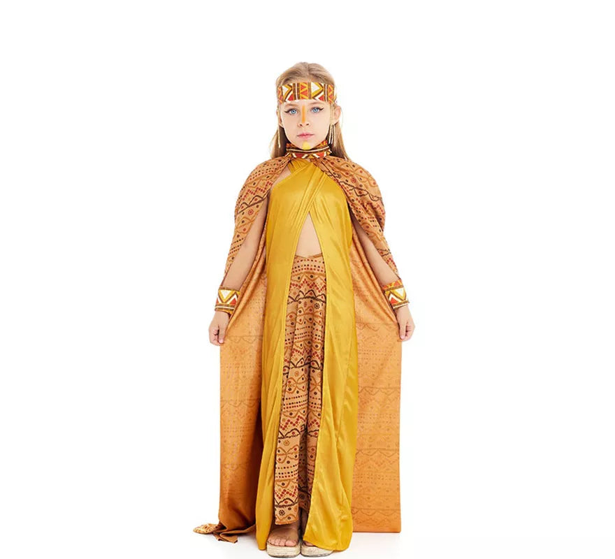 Translation missing: de.Disfraz de Tribal Africana amarillo y marrón para niña