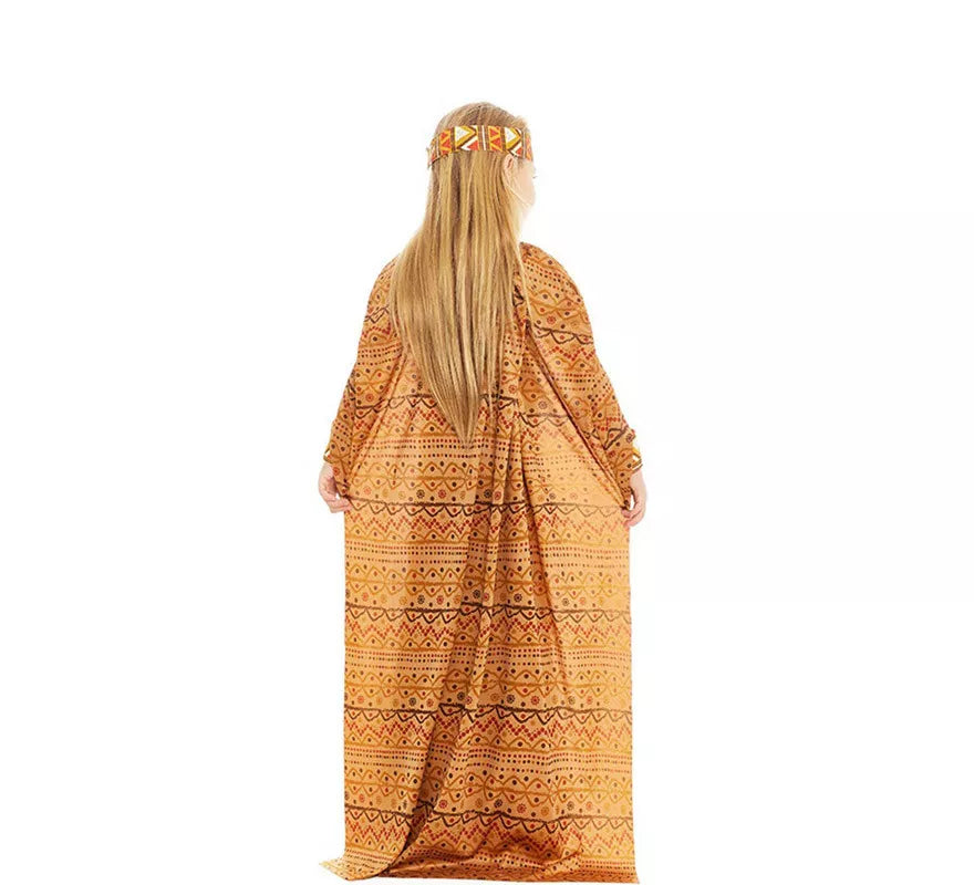 Disfraz de Tribal Africana amarillo y marrón para niña