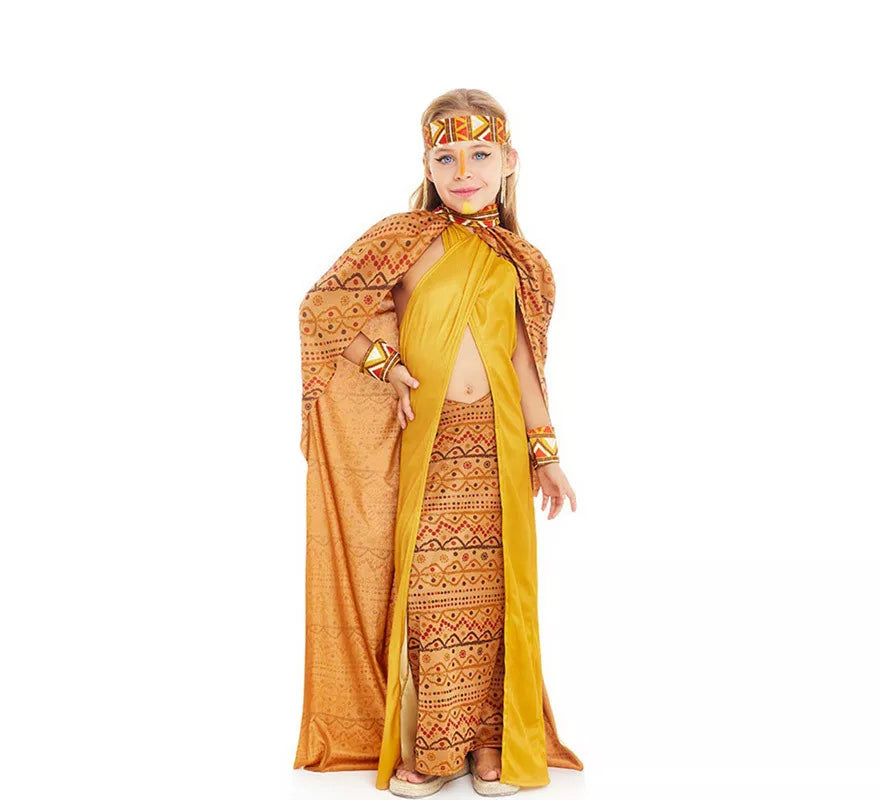 Translation missing: de.Disfraz de Tribal Africana amarillo y marrón para niña