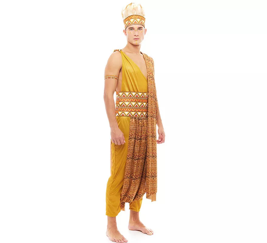 Disfraz de Tribal Africano amarillo y marrón para hombre