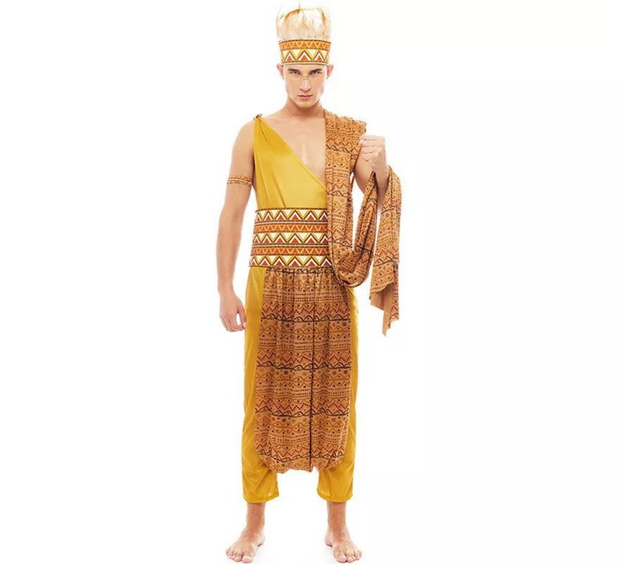 Translation missing: de.Disfraz de Tribal Africano amarillo y marrón para hombre
