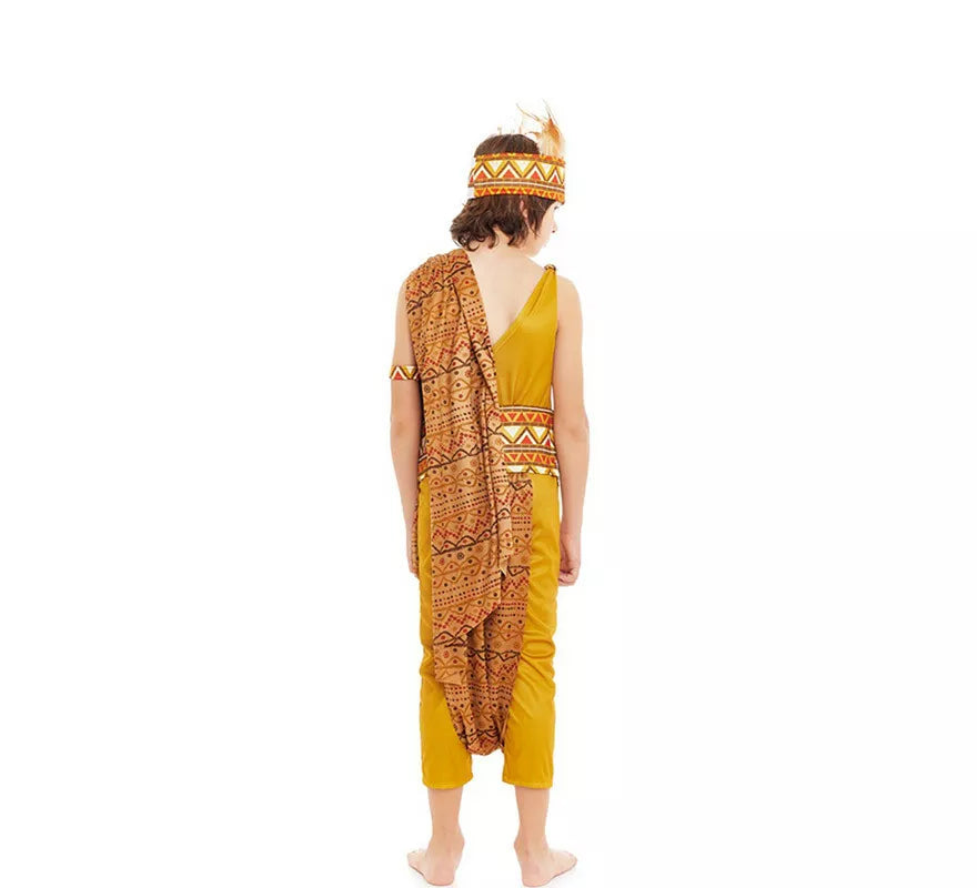 Translation missing: de.Disfraz de Tribal Africano amarillo y marrón para niño