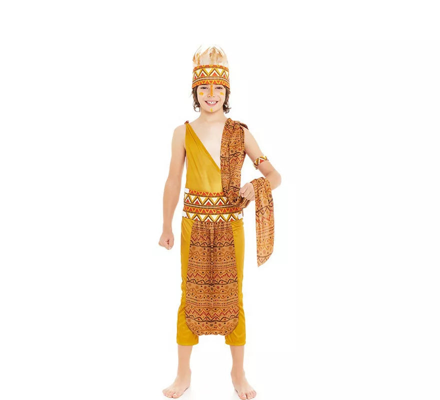 Translation missing: de.Disfraz de Tribal Africano amarillo y marrón para niño