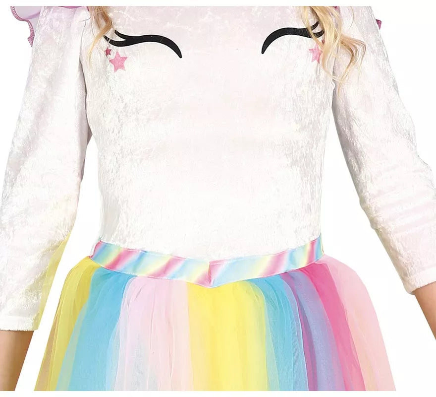 Translation missing: de.Disfraz de Unicornio Arcoíris con alas para niña