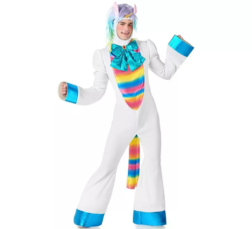 Translation missing: de.Disfraz de Unicornio arcoiris con lazo para adultos