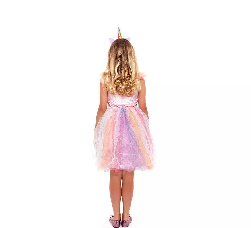 Translation missing: de.Disfraz de Unicornio Arcoíris Rosa para niña