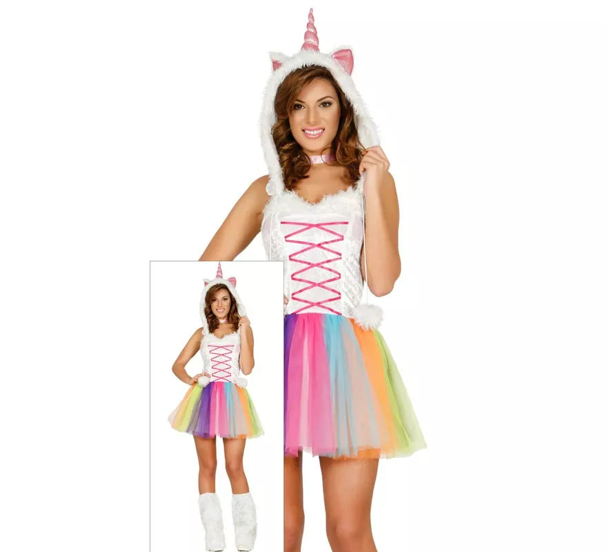 Disfraz de Unicornio Multicolor con tutú para mujer