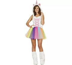 Mehrfarbiges Einhorn Kostüm mit Tutu für Damen