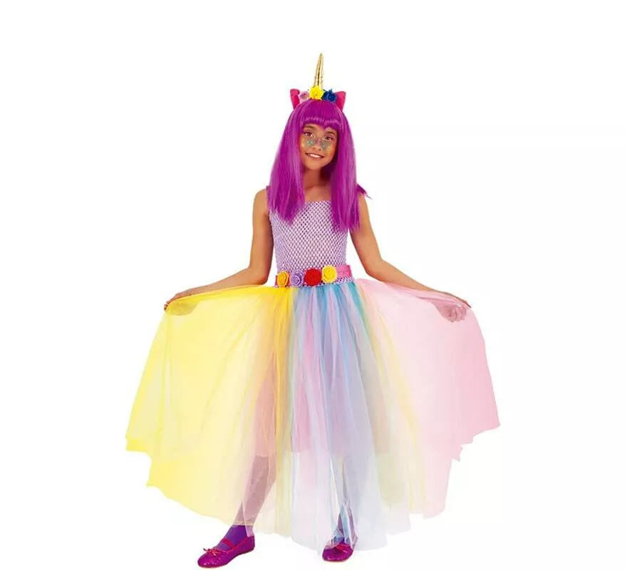 Translation missing: de.Disfraz de Unicornio Multicolor para niña