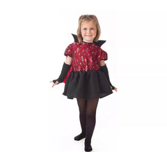 Elegantes Skelett-Vampir-Kostüm mit Umhang für Mädchen