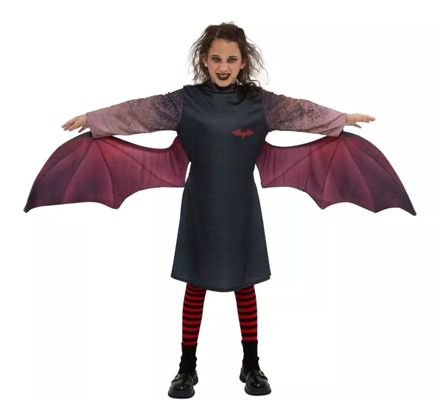 Disfraz de Vampira oscura con alas para niña