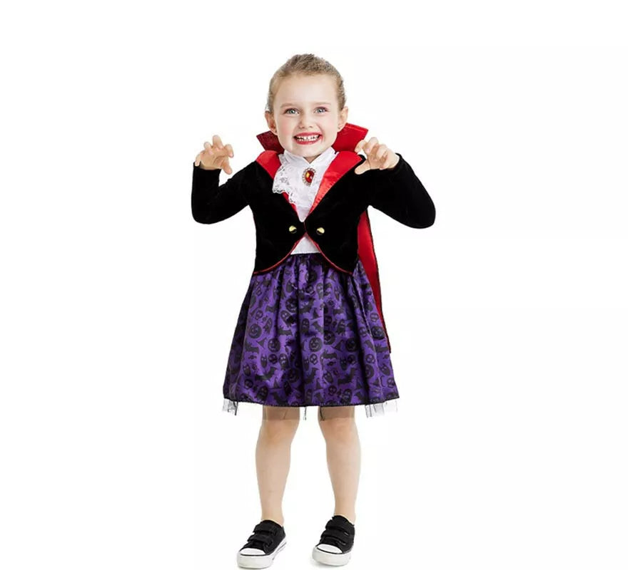 Translation missing: de.Disfraz de Vampiresa clásico con capa y cuello para bebé y niña