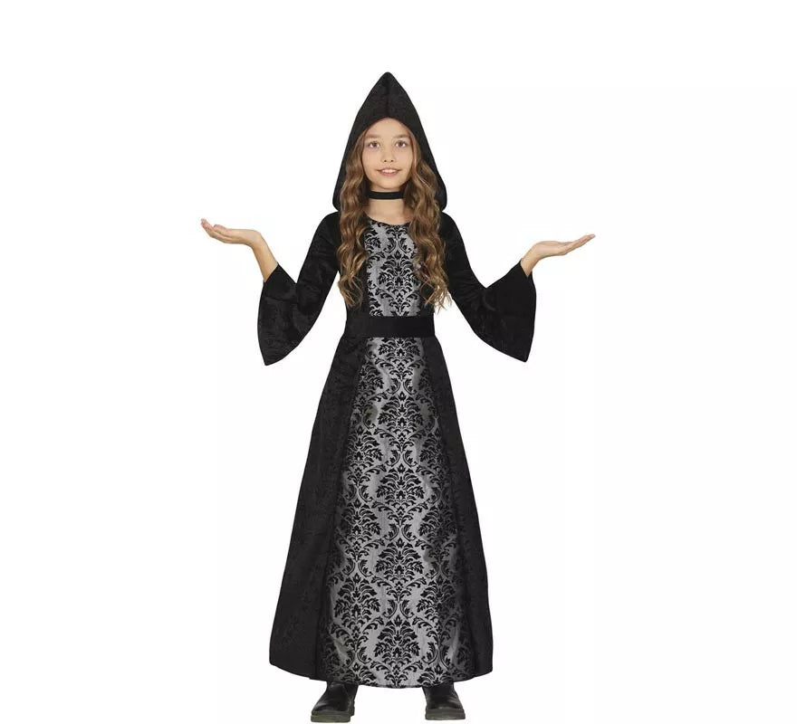 Translation missing: de.Disfraz de Vampiresa con capucha negra para niña
