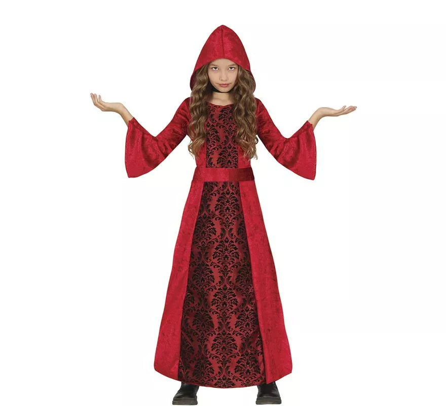 Disfraz de Vampiresa con capucha roja para niña