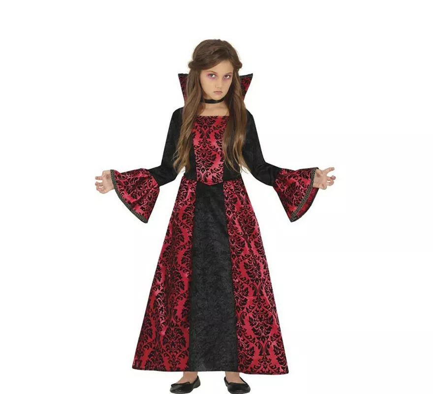 Translation missing: de.Disfraz de Vampiresa de Gótica rojo para niña