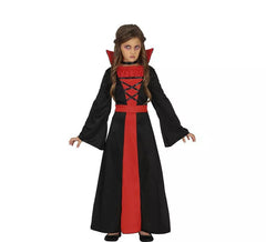 Elegantes rot-schwarzes Vampirkostüm für Mädchen