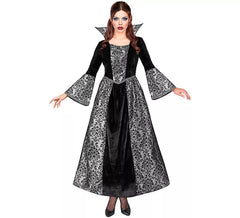 Graues und schwarzes Vampirkostüm für Damen