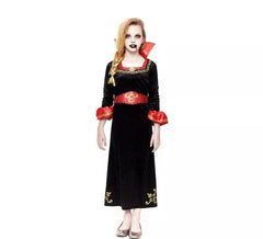 Rot-schwarzes Vampirkostüm für Mädchen