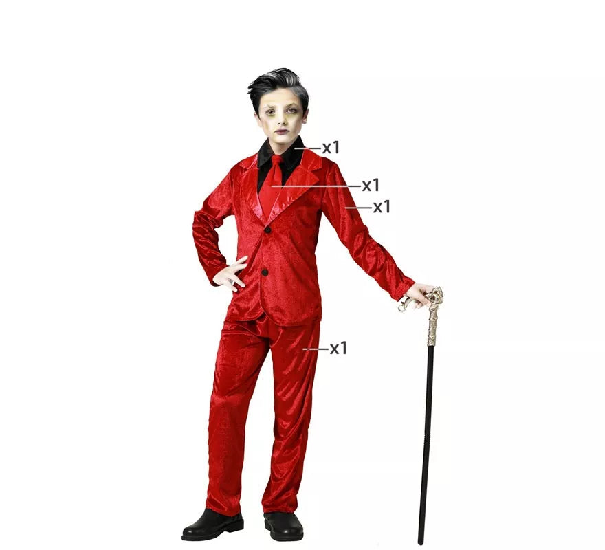 Translation missing: de.Disfraz de Vampiro Elegante Rojo para niño