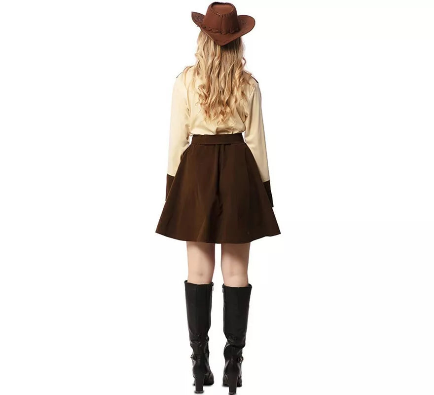 Translation missing: de.Disfraz de Vaquera beige y marrón con cinturón para mujer