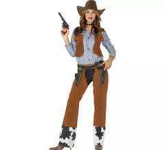 Cowgirl-Kostüm mit Weste für Damen