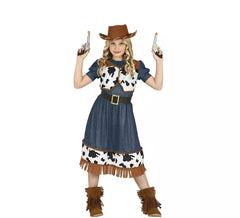 Cowgirl Kostüm mit bedrucktem Kleid für Mädchen