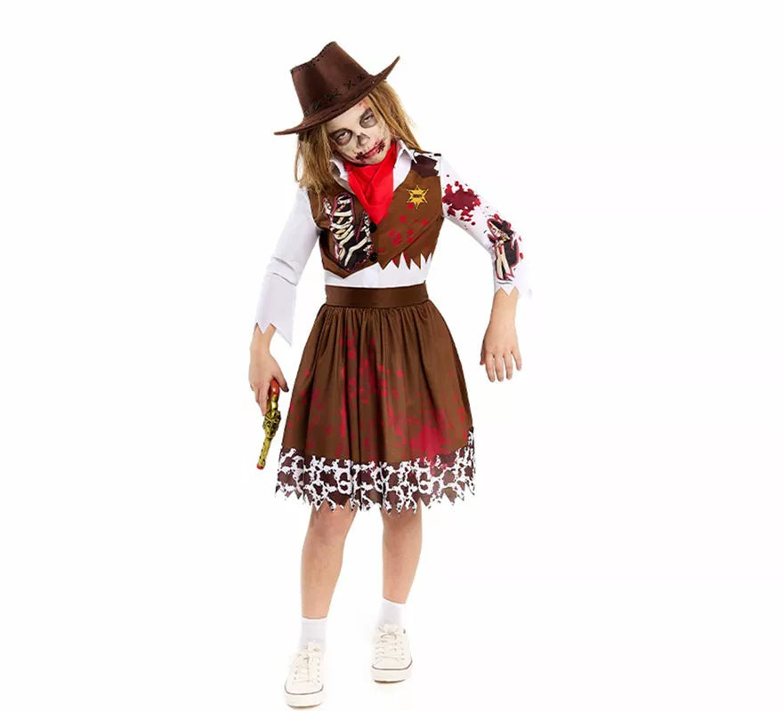 Translation missing: de.Disfraz de Vaquera Zombie para niña