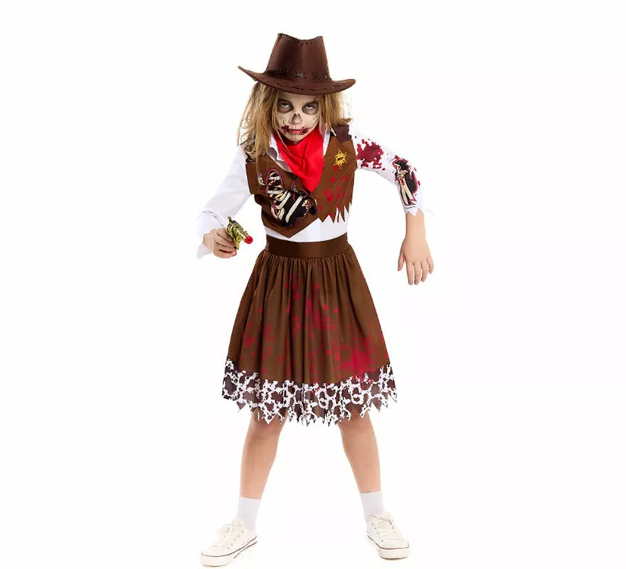 Translation missing: de.Disfraz de Vaquera Zombie para niña