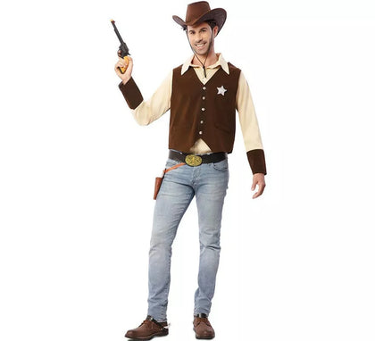 Disfraz de Vaquero Sheriff marrón para hombre